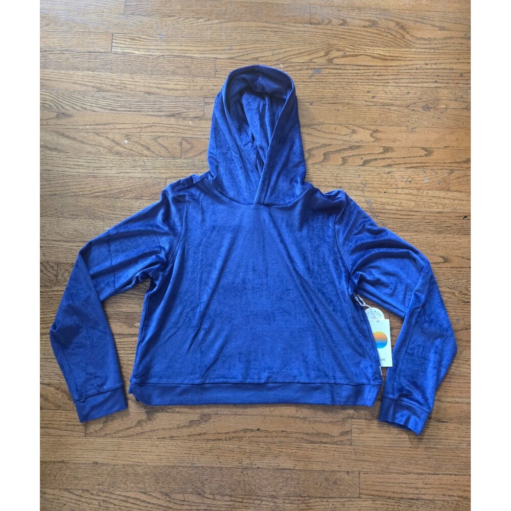 Vuori Haven Pullover Hoodie Sweatshirt Velour Ribbed Stellar Sky Medium NWT